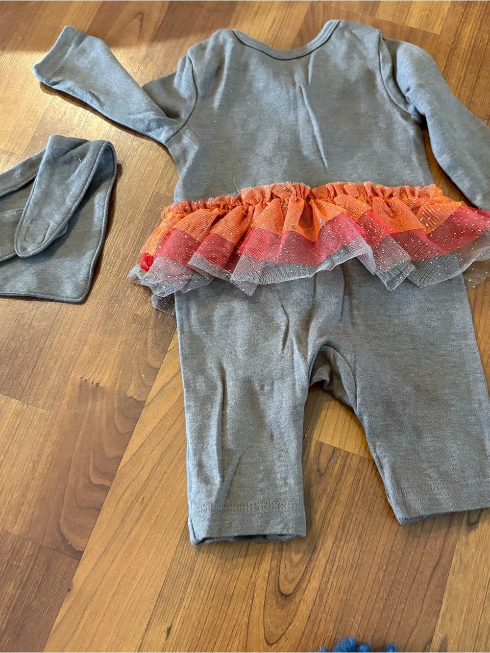 Thanksgiving Tutu Turkey Baby Bodysuit with matching Gobble bib 0-3 months